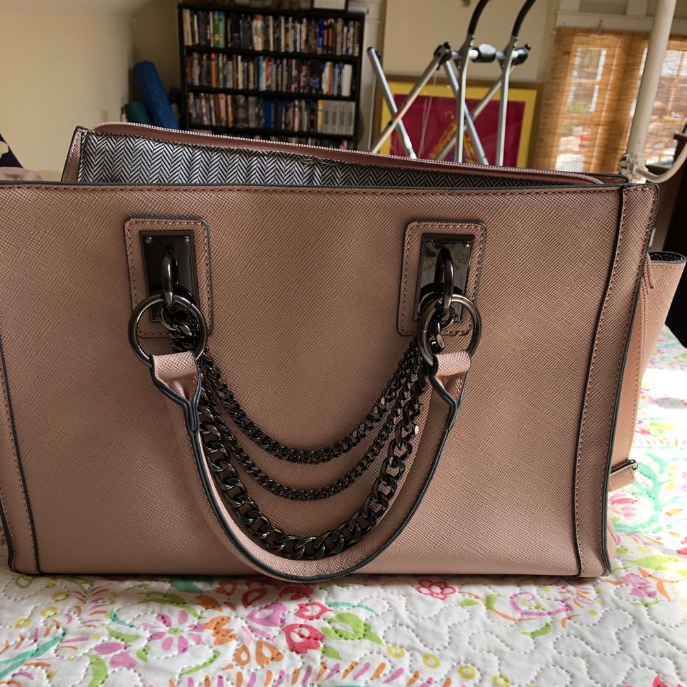 JustFab Blush Pink Chain-Accent Shoulder Bag